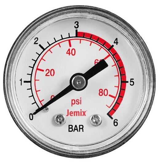 Манометр радиальный JEMIX XPS-R (подключение 1/4", 0-6 бар, диаметр 50мм)