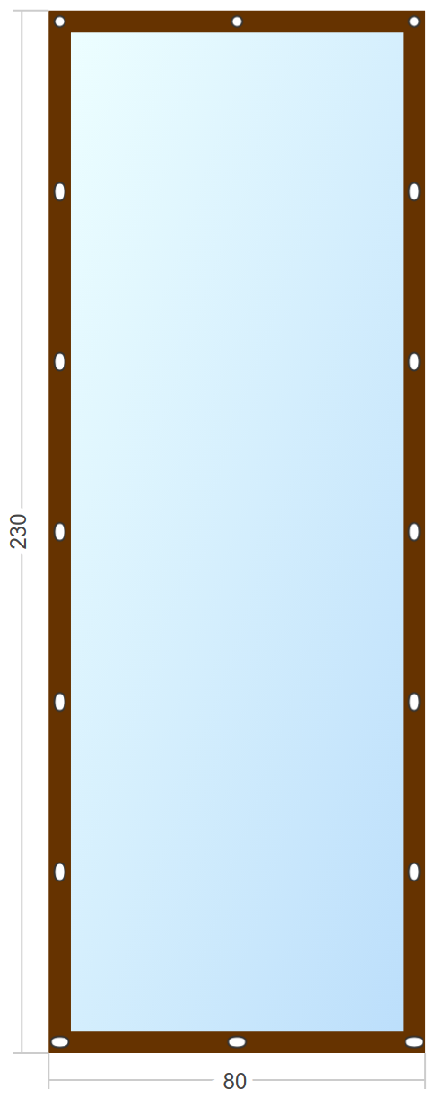 Мягкое окно Софтокна 80х230 см, Прозрачная пленка 0,7мм, Французский замок, Коричневая окантовка, Комплект для установки - фотография № 3
