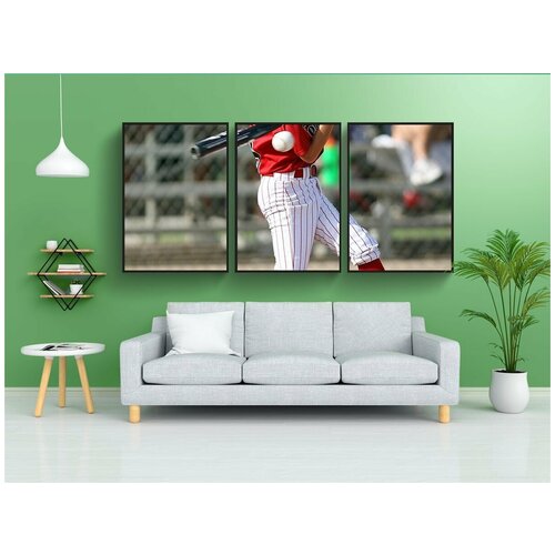 фото Набор модулных постеров для интерьера "бейсбол, тесто, бейсбольная бита" 60x90 см. в тубусе, без рамки lotsprints