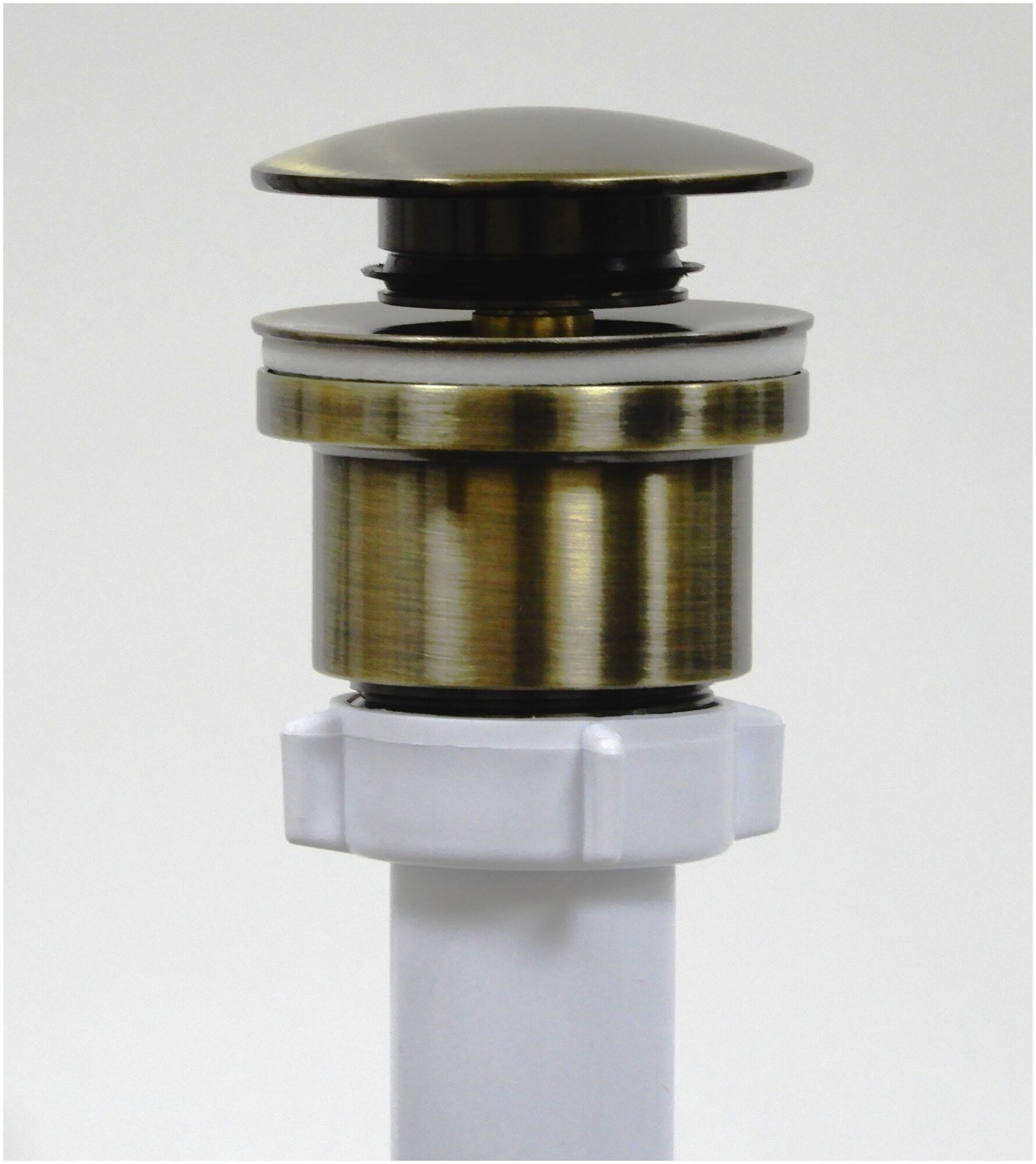 Сифон для раковины белый с универсальным донным клапаном бронза КН048 - фотография № 4