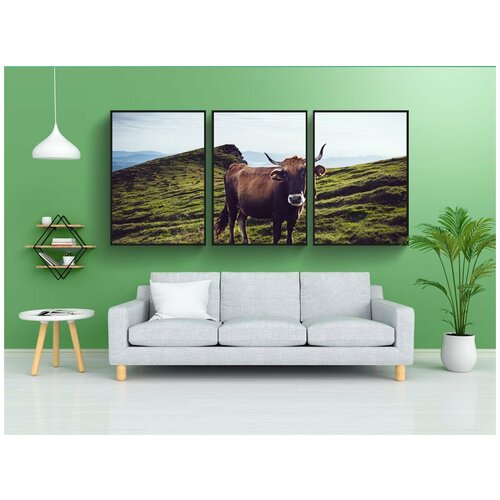 фото Набор модулных постеров для интерьера "корова, сельского хозяйства, домашний скот" 60x90 см. в тубусе, без рамки lotsprints