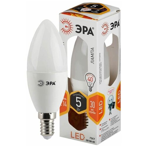 фото Лампа светодиодная эра e14 5w 2700k матовая led b35-5w-827-e14