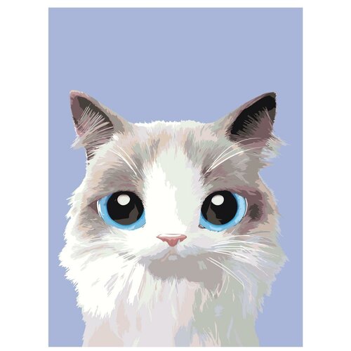 Картина по номерам, Живопись по номерам, 54 x 72, A517, котёнок, голубые глаза, животное, портрет, изолированный фон картина по номерам живопись по номерам 72 x 90 a106 кот портрет котёнок животное глаза