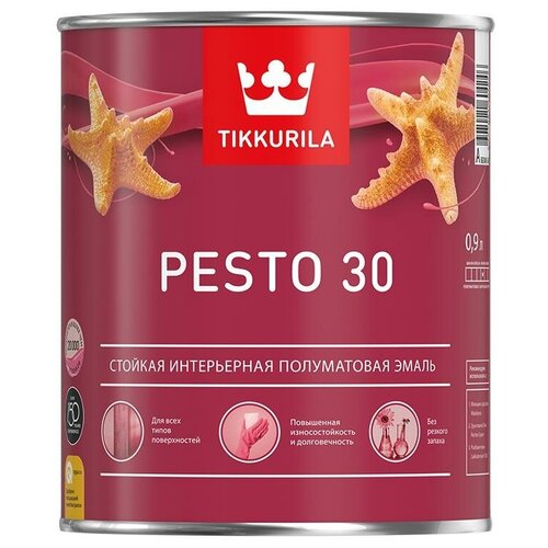 Tikkurila Euro Pesto 30 эмаль алкидная для внутренних работ полуматовая (под колеровку, база C, 0,9 л)