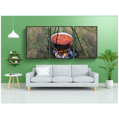 фото Набор модулных постеров для интерьера "казан с гуляшем, питание, готовить на открытом огне" 60x90 см. в тубусе, без рамки lotsprints