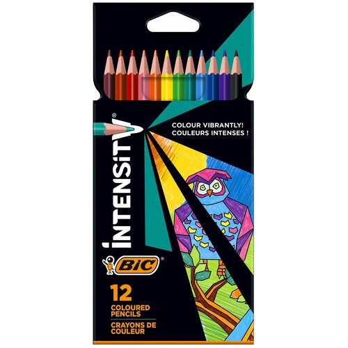 Карандаши цветные BIC Intensity, 12 цветов, трехгранные, пластиковые, европодвес, 9505272 карандаши цветные bic intensity 12 цветов трехгранные пластиковые европодвес 2 шт