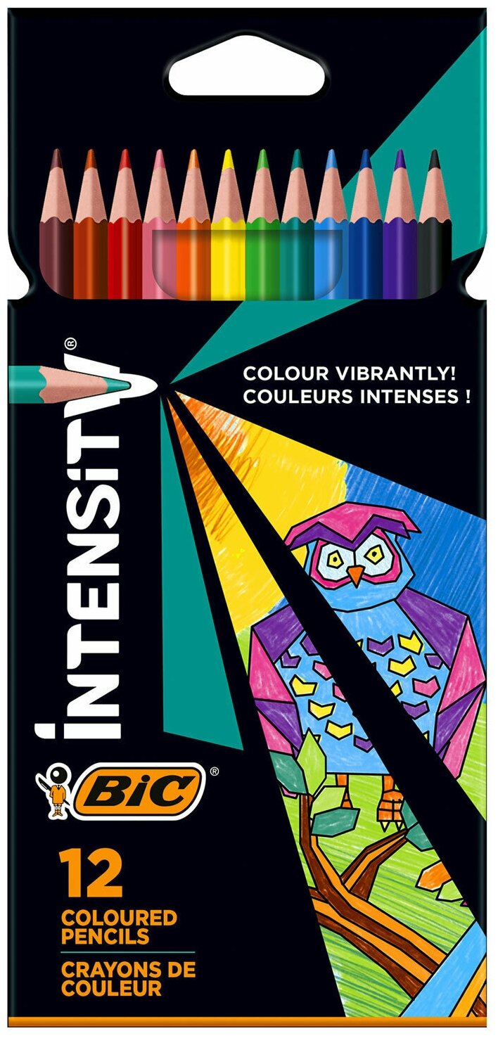 Карандаши цветные BIC "Intensity", 12 цветов, трехгранные, пластиковые, европодвес, 9505272 В комплекте: 1шт.