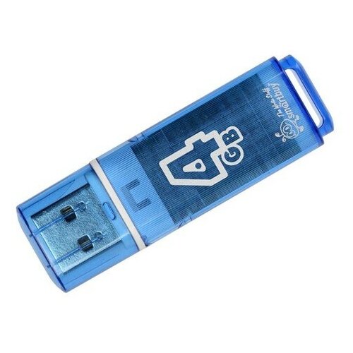 Флешка Smartbuy Glossy, 4 Гб, USB2.0, чт до 25 Мб/с, зап до 15 Мб/с, синяя