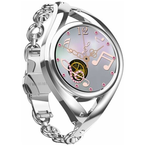 фото Смарт часы фитнес браслет женские lemfo lem1995, умные часы женские с пульсоксиметром, пульсометром датчиком давления, металлические, серебристые