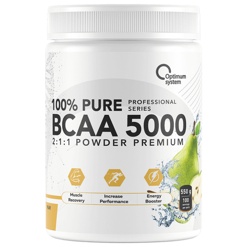 Аминокислота Optimum system 100% Pure BCAA 5000 Powder, груша, 550 гр. аминокислота optimum system 100% pure bcaa 5000 powder малина 550 гр