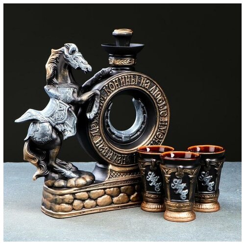 фото Набор для вина"конь" 4 предмета, 0.6/0.1 л керамика ручной работы 1086361 yandex market