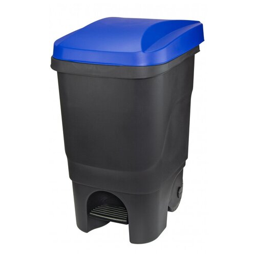Контейнер для раздельного сбора мусора Idea 60 л пластик на 2-х колесах с педалю синий/черный (69×39×39 см)