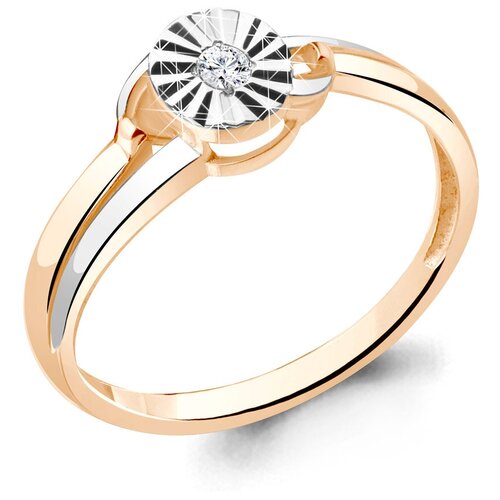 фото Золотое кольцо aquamarine 68973 с фианитом diamant-online