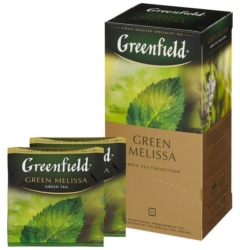 Чай Greenfield Green Melissa зеленый 25 пакетиков - фотография № 1