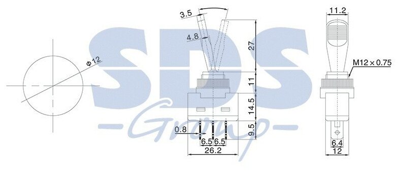 Тумблер однополюсный Rexant ON-OFF с красной подсветкой (24В 20А (3c)) {36-4390} - фотография № 2