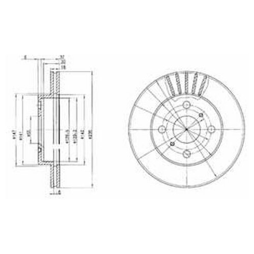 фото Тормозной диск передний delphi bg3519 для toyota yaris, yaris verso