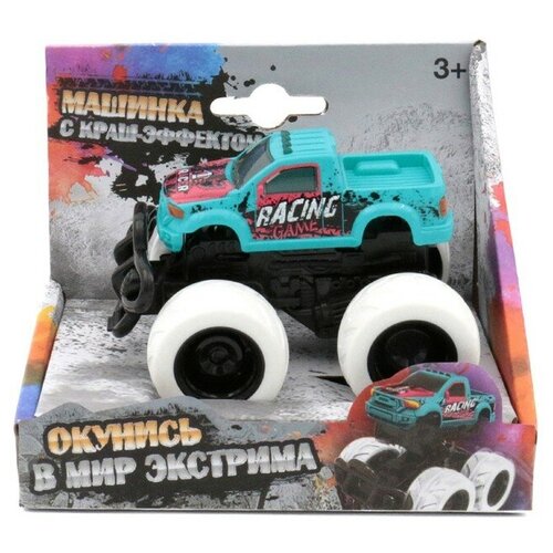 - Машинка с краш-эффектом Funky Toys 4х4, пул бэк, цвет голубой