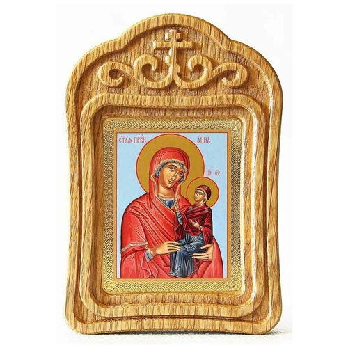 Святая праведная Анна мать Пресвятой Богородицы, икона в резной деревянной рамке