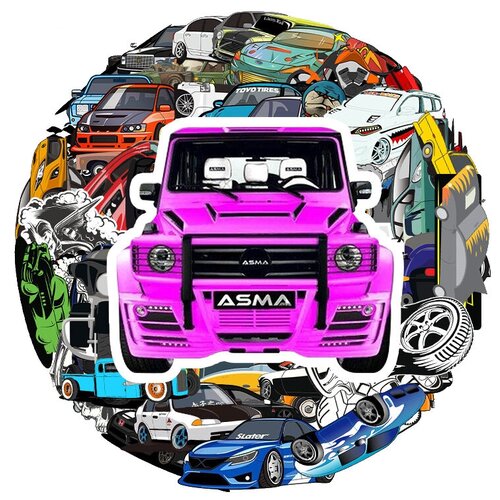 Набор наклеек Custom Cars 61 шт, Стикеры самоклеящиеся