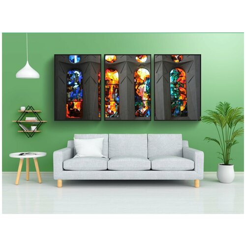 фото Набор модулных постеров для интерьера "окна, саграда, семья" 60x90 см. в тубусе, без рамки lotsprints