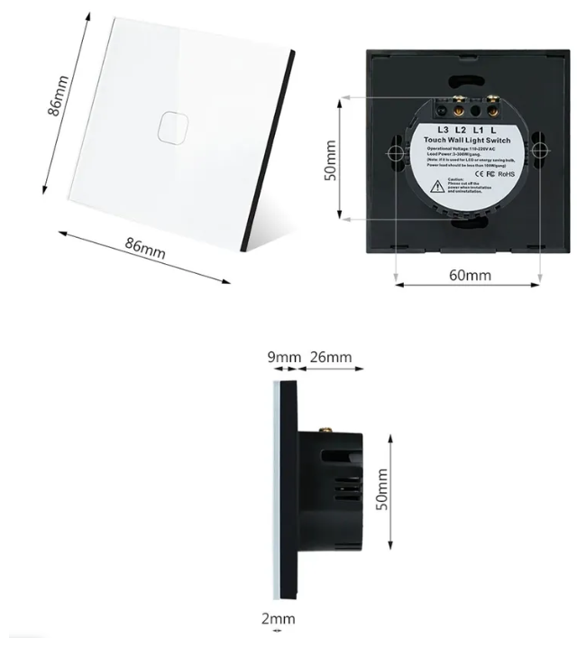 Умный сенсорный WiFi выключатель Tuya с Яндекс Алиса, без нуля (без нейтрали), голосовое управление Алиса, двухклавишный, черный - фотография № 18
