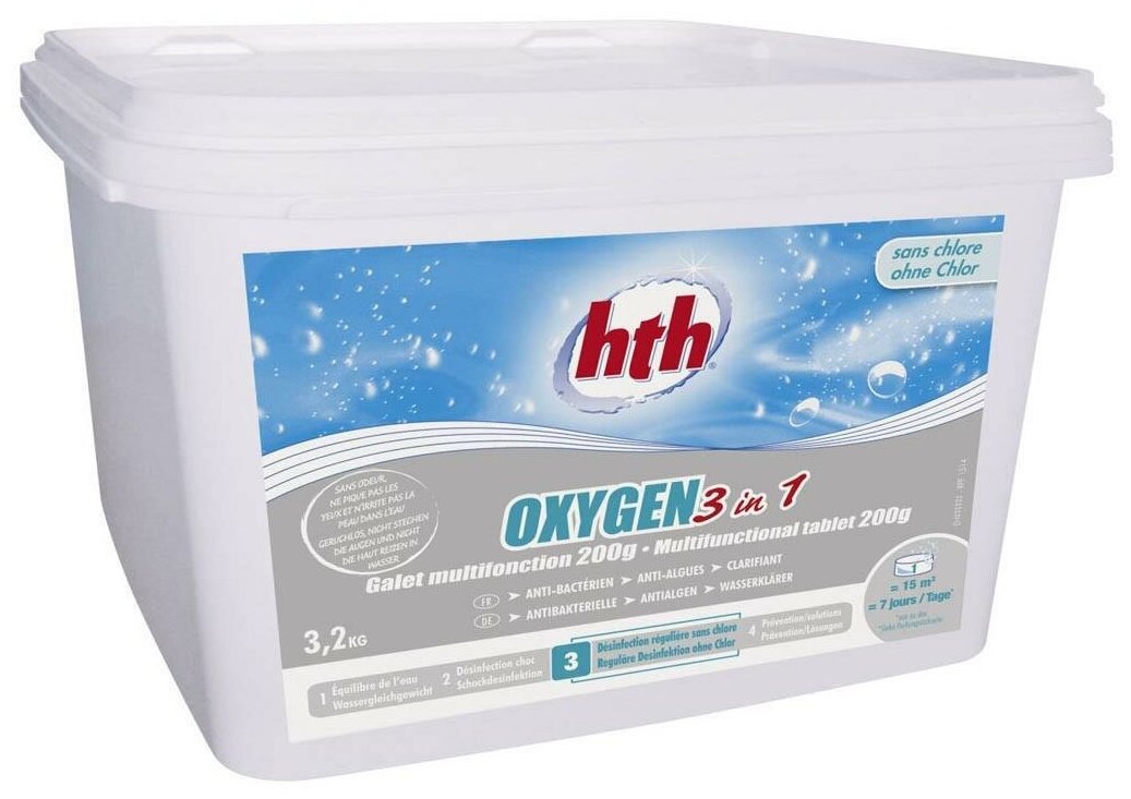 hth OXYGEN (3,2 кг): Активный кислород для бассейна в таблетках по 200г - фотография № 2