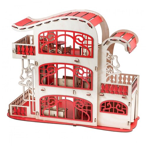 Кукольный домик с мебелью Усадьба Милана розовый сборная модель большой слон кукольный домик усадьба милана розовый с мебелью 025 д