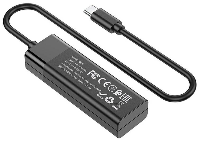 Многофункциональный Type-C хаб HB25 Easy mix 4-in-1 converter (Type-C to USB3.0+USB2.0*3) черный