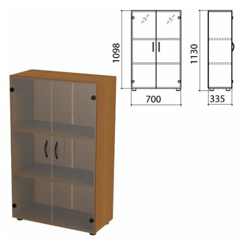 Шкаф закрытый со стеклом «Канц», 700×335×1130 мм, цвет орех пирамидальный (комплект)