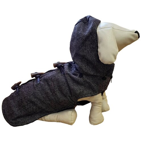 Нано куртка осенняя с капюшоном Dog Gone Smart Herrigbone coat 35 см, коричневый