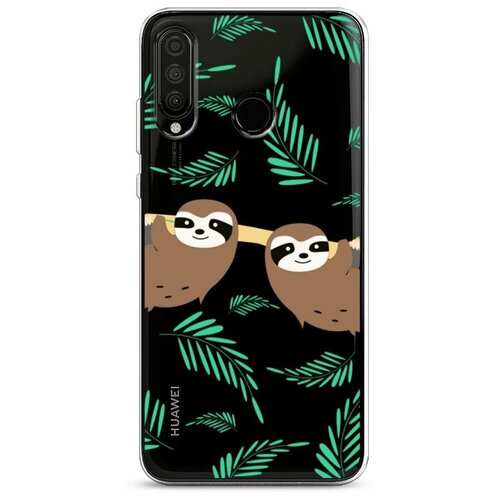 фото Силиконовый чехол "ленивцы на дереве" на huawei p30 lite / хуавей п30 лайт case place