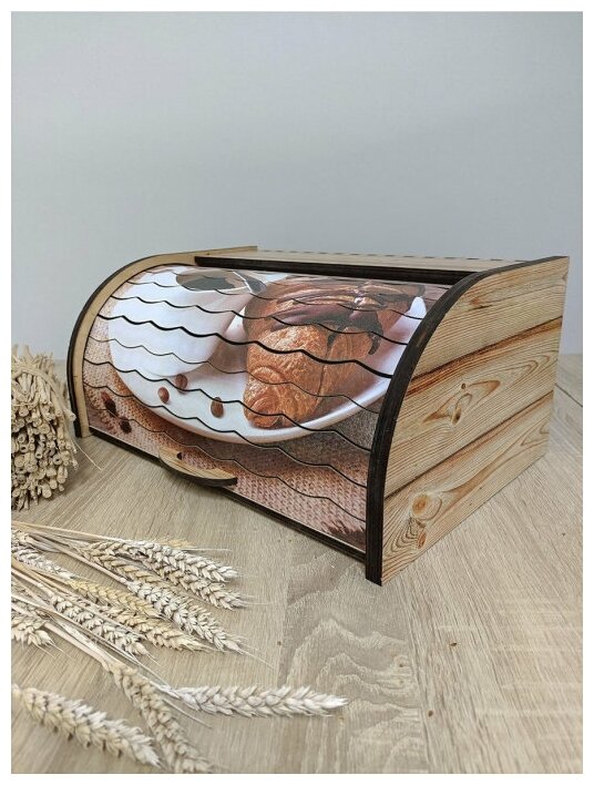 Хлебница деревянная Woodcarver «Кофе и круассан» - фотография № 1
