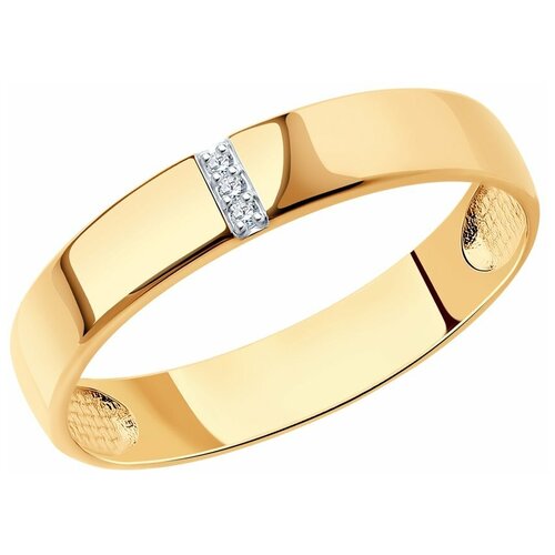 Кольцо обручальное SOKOLOV, красное золото, 585 проба, фианит, размер 16.5, бесцветный обручальное кольцо из золота с фианитами яхонт ювелирный арт 117474