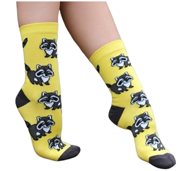Женские носки с принтом LAMBONIKA Енотики, цвет: светло-желтый, желтый, размер: 38-40