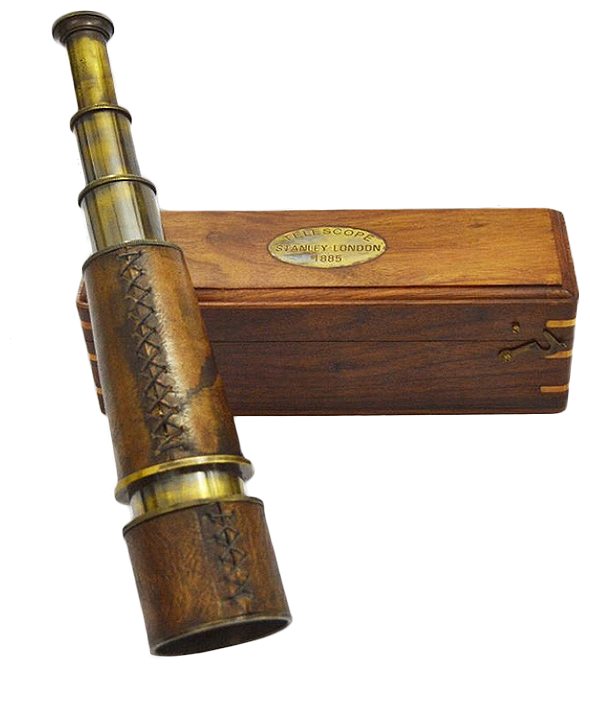 Подзорная труба с кожаным покрытием в деревянном боксе сувенирная арт. NA-20143