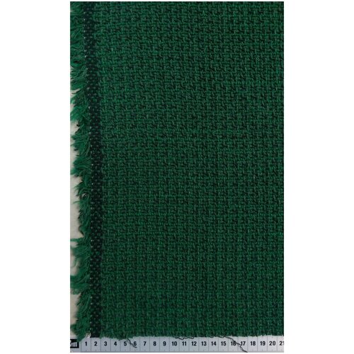 Ткань Твид тёмно-зелёного цвета Италия ткань костюмно плательный шерстяной твид 1 м