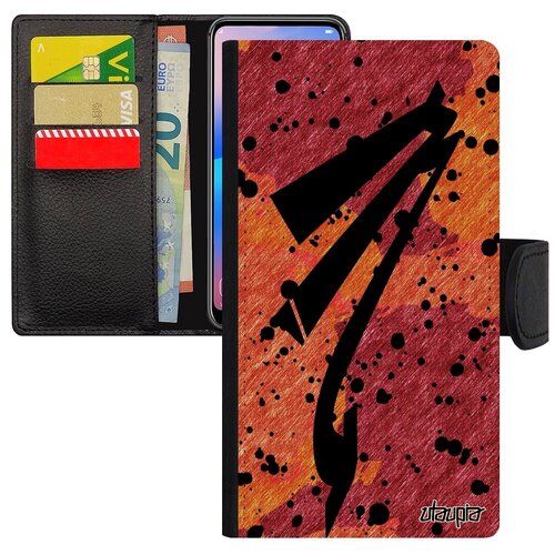 фото Защитный чехол книжка на смартфон // xiaomi redmi note 6 pro // "знак зодиака скорпион" зодиак стиль, utaupia, оранжевый