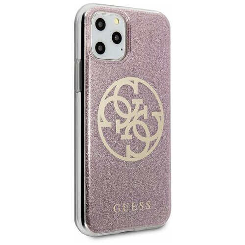 фото Чехол guess для iphone 11 pro 4g circle logo hard pc/tpu glitter pink