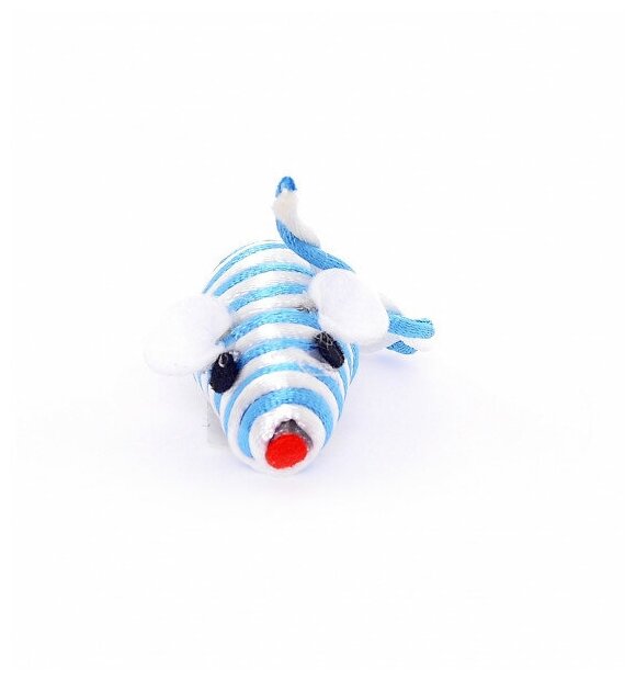 Papillon Игрушка для кошек "Полосатый мышонок", сизаль, 5см (Mouse blue/white) 240037, 0,01 кг - фотография № 2