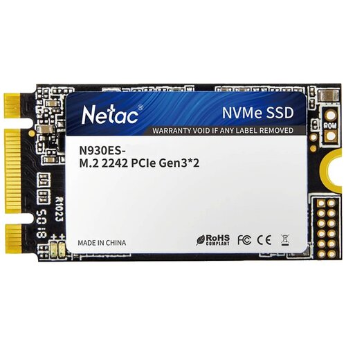 Накопитель SSD M.2 2242 Netac NT01N930ES-512G-E2X N930ES 512GB PCIe NVMe 3.0 x2 3D TLC NAND 1650/1500MB/s