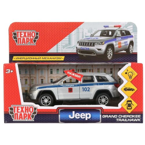 Машина Jeep Grand Cherokee Полиция 12см, (свет, звук) Технопарк CHEROKEE-12SLPOL-SL