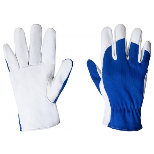 Перчатки кожаные рабочие JetaSafety JLE321-8 цв.синий/белый р.M, 1420353