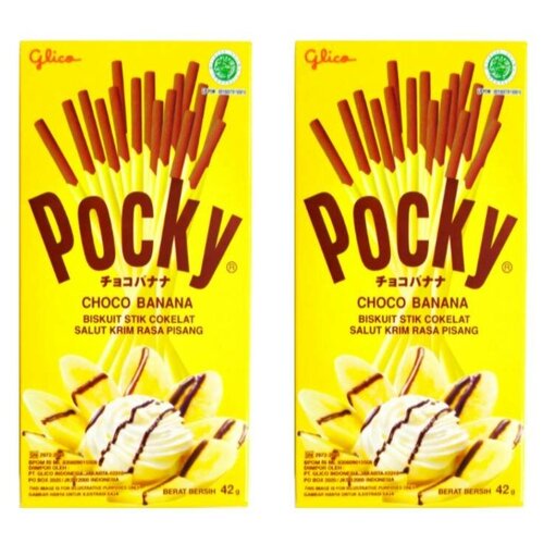 Палочки Pocky покрытые глазурью со вкусом банан с шоколадом (2 шт по 42 гр.)