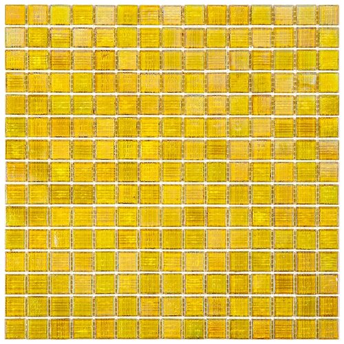 Мозаика одноцветная чип 20 стекло Alma PE42 желтый квадрат глянцевый перламутр