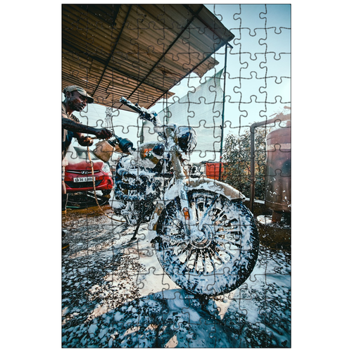 фото Магнитный пазл 27x18см."велосипед, мотоцикл, стирка" на холодильник lotsprints