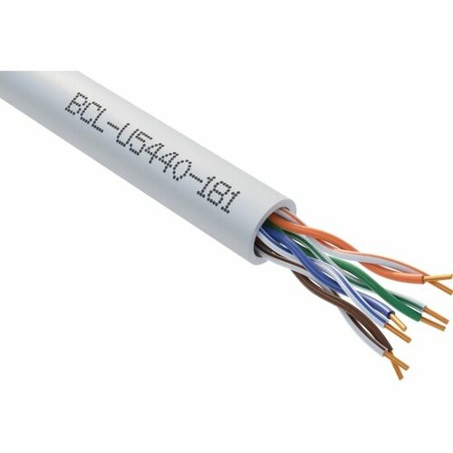 Кабель витая пара Bion BCL-U5440-181 U/UTP, кат.5e, 4x2x0,40мм AWG 26, медь, одножильный, PVC, для внутренней прокладки, 305м, серый FLUKE TESTED витая пара exegate ftp кат 5e 4 пары cu 305м серый ex281811rus