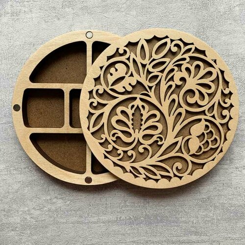 Woodlers Органайзер для бисера 14x14 см Веточки и ягодки, 9 ячеек, глубина 6 мм