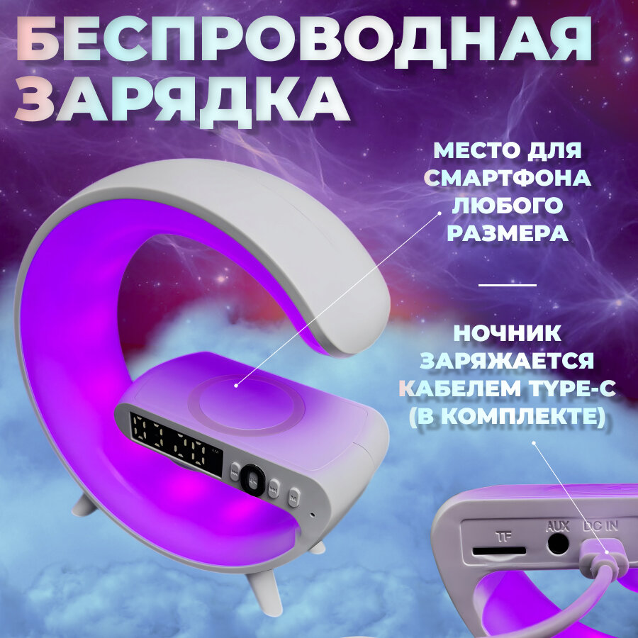 Умная колонка Super Wolf, арт-декор, Bluetooth, встроенный аккумулятор, белый — фото 1