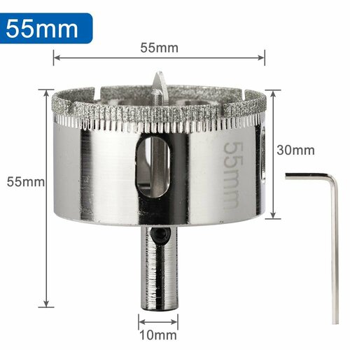 Коронка алмазная XCAN 55мм по стеклу и керамике с центрирующим сверлом 1153₽