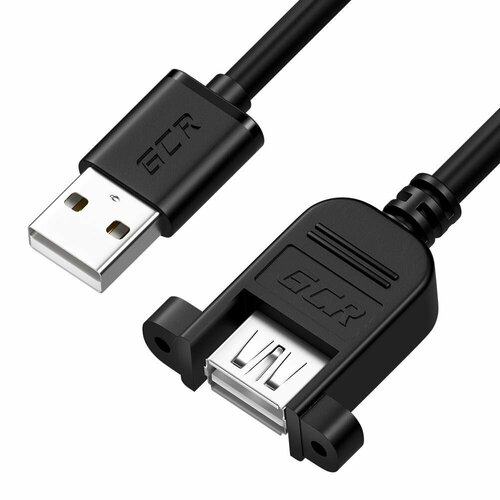 GCR Удлинитель 1.5m USB AM/AF крепление под винт, черный, GCR-54747 Удлинитель Greenconnect 1.5 м (GCR-54747) кабель gcr usb 2 0 am usb 2 0 am gcr am2 1 м черный